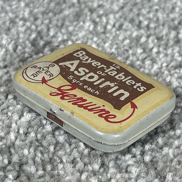 EMPTY Vintage BAYER ASPIRIN Pocket Size Medicine Tin w Partial Direction Sheet - Picture 4 of 6